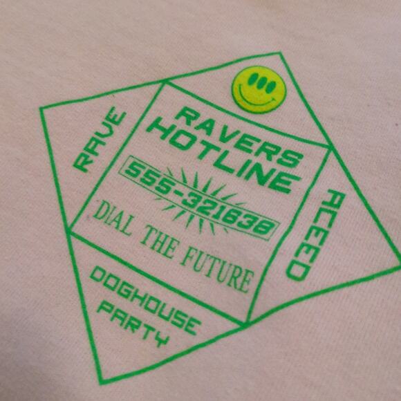 Y2K Cyberdog London Ravers Hotline Women's Small Tech Pastel Pink Swifties - Picture 4 of 6